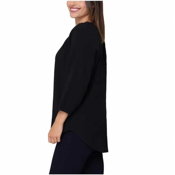Nicole Miller Ladies Gauze Top - BLACK - Picture 2 of 6